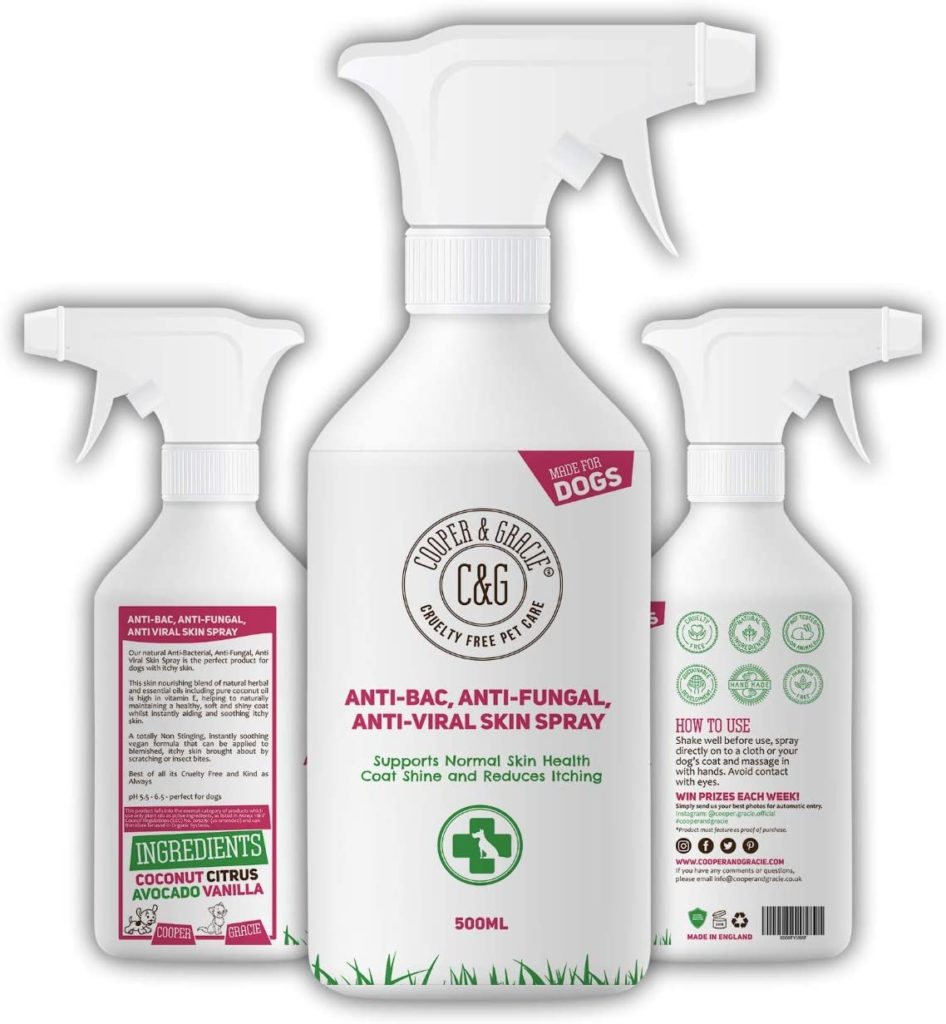 Spray antibatterico per disinfettare zampe
