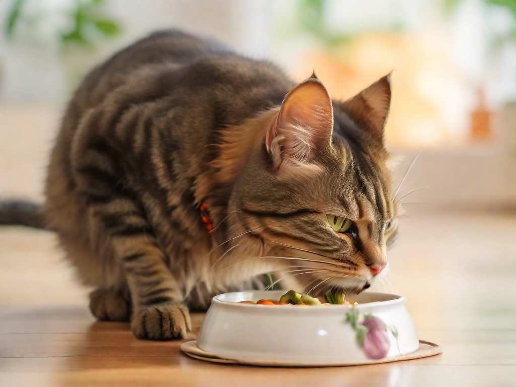 Gatto che mangia cibo naturale